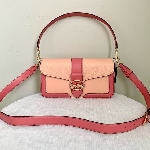 New Coach Genuine Leather Shoulder Bag In Colorblock - Picture 1 of 16